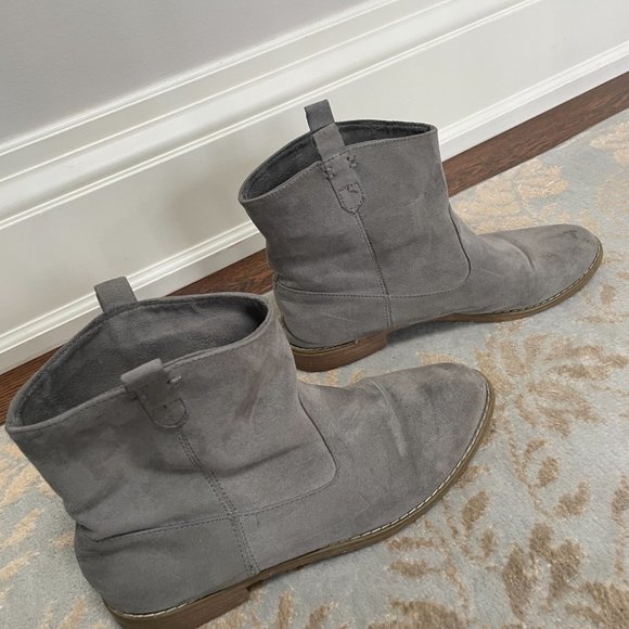 Grey Faux Suede Boots - Picture 3 of 3